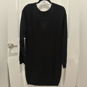 BLACK OPEN-BACK SWEATER DRESS - BOOHOO - SIZE LARGE